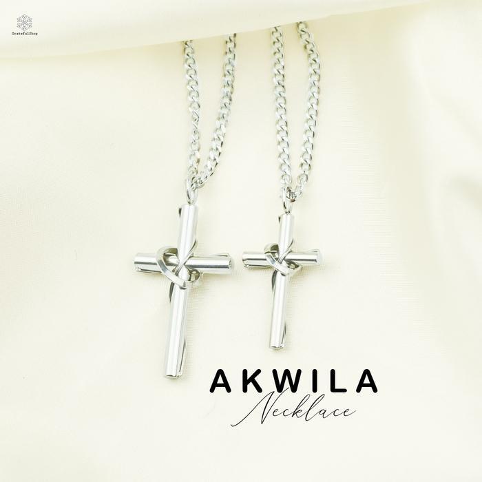 HRG DISKON Kalung Salib Couple Akwila (STAINLESS STEEL) ANTI KARAT / FREE POUCH