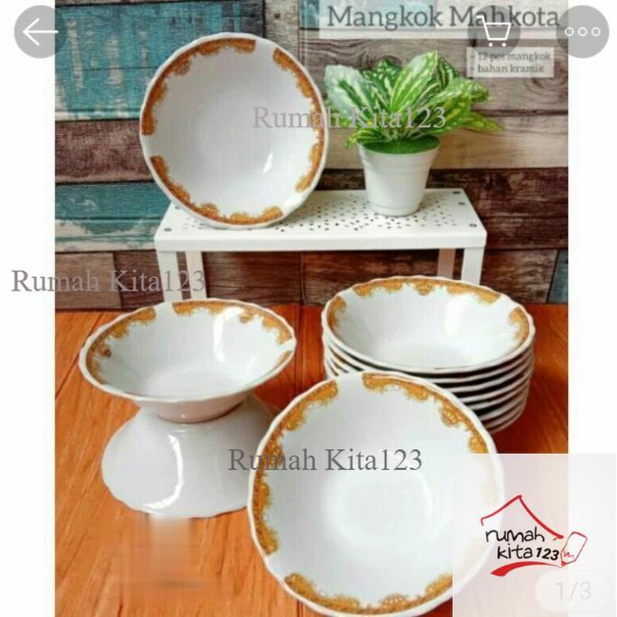 MANGKOK KERAMIK BOWL 7 INCH MOTIF KEMBANG MAHKOTA