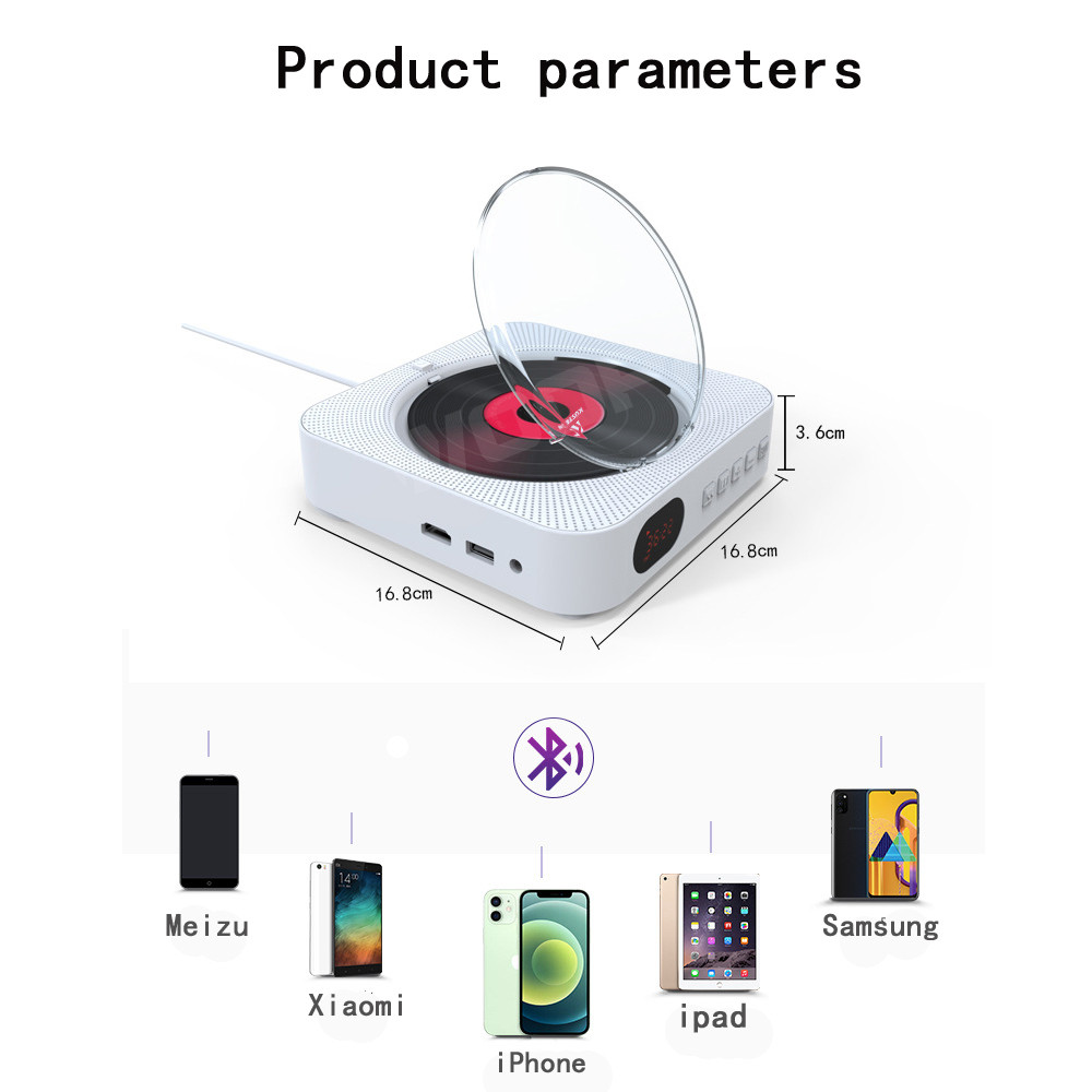 HDMI DVD Player VCD Player CD Music Player Bluetooth 5.0 Built-in Speaker Support HDMI AV Connection