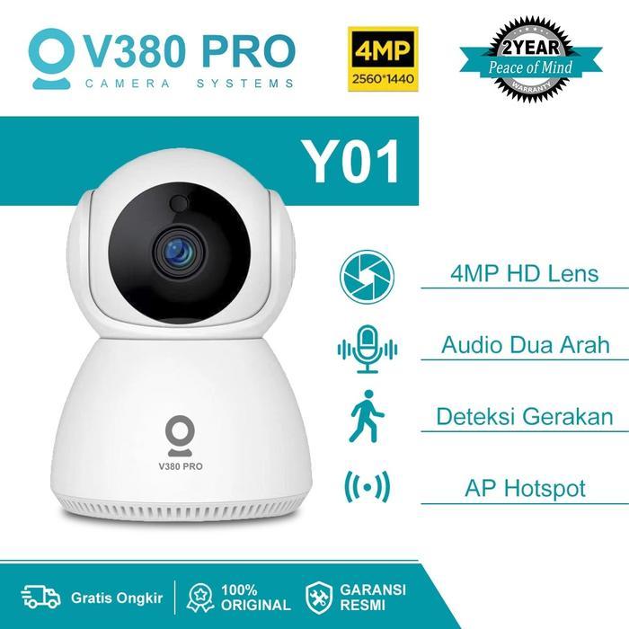 Cctv V380 Pro Kamera Y01 Dengan Kamera 4Mp Hd Lens, Kamera Cctv Kecil Terhubung Ke Hp Audio Dua