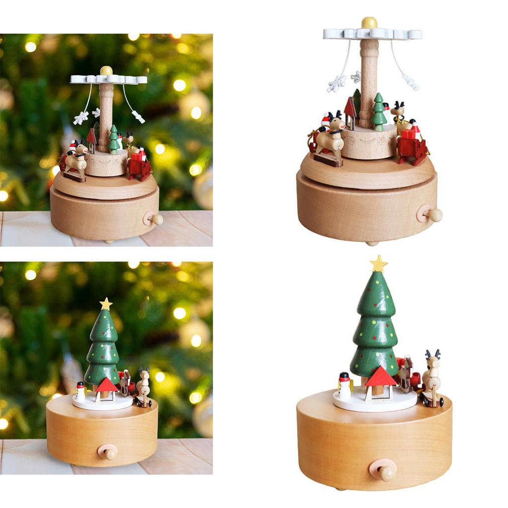 Christmas Wooden Musical Box Wind up Musical Box for Children Girls Friends