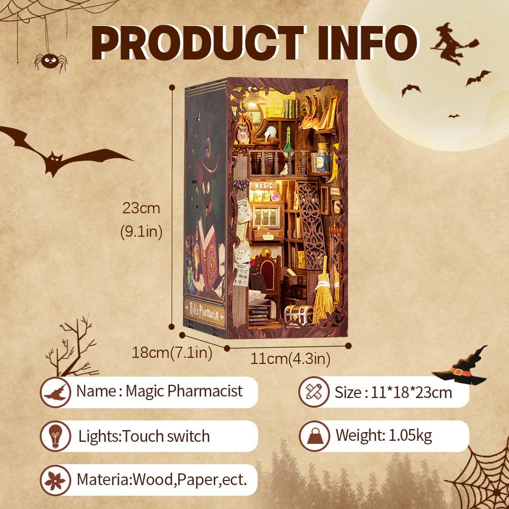 CUTEBEE DIY Book Nook Kit Miniature Dollhouse Book Nook Touch Lights with Furniture for Christmas