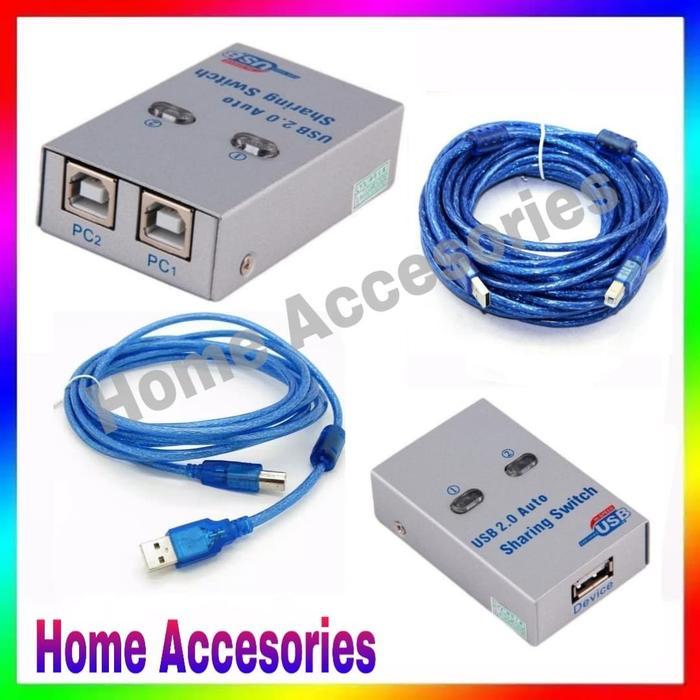 Termurah Paket Auto Switch Printer Usb 2.0 + Kabel Printer Sharing Switcher 1-2