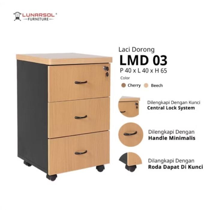 Laci Meja kantor Laci dorong 3 laci Mobile Nakas 3 laci Roda LMD 03 LUNARSOL