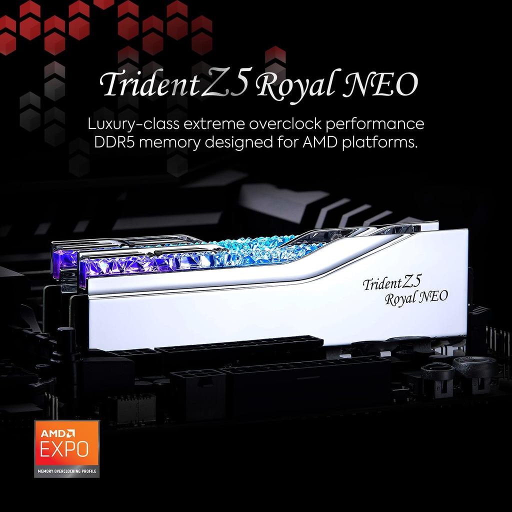 G.SKILL Trident Z5 Royal Neo (AMD Expo) DDR5 RAM 2x16GB/2x24GB/2x32GB 6000MHz CL30/CL28/CL26 Desktop
