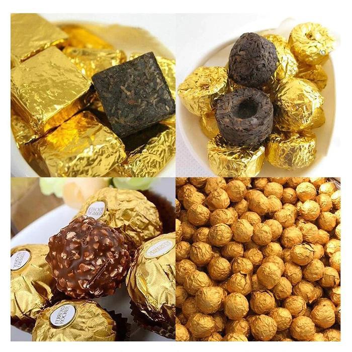 100 Lembar Foil Coklat Chocolate Foil Pembungkus Coklat Kertas Foil Bungkus Coklat/Kertas Emas