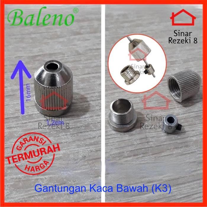 Gantungan Bracket Rak Ambalan Kaca BAWAH K3 / Kawat Seling Sling Baja .
