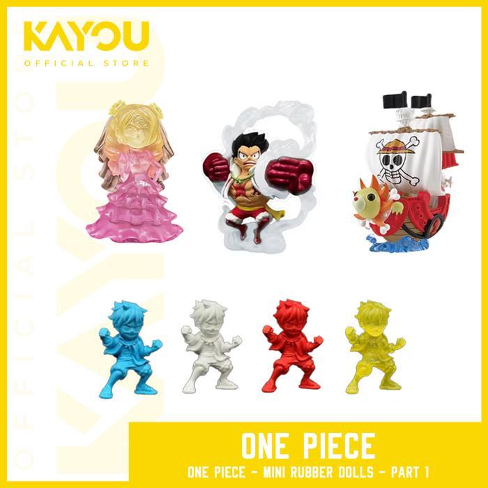 KAYOU One Piece Mini Rubber Dolls Part 1 Figur Chibi Luffy Zoro Nami Sanji Chopper Robin Mugiwara