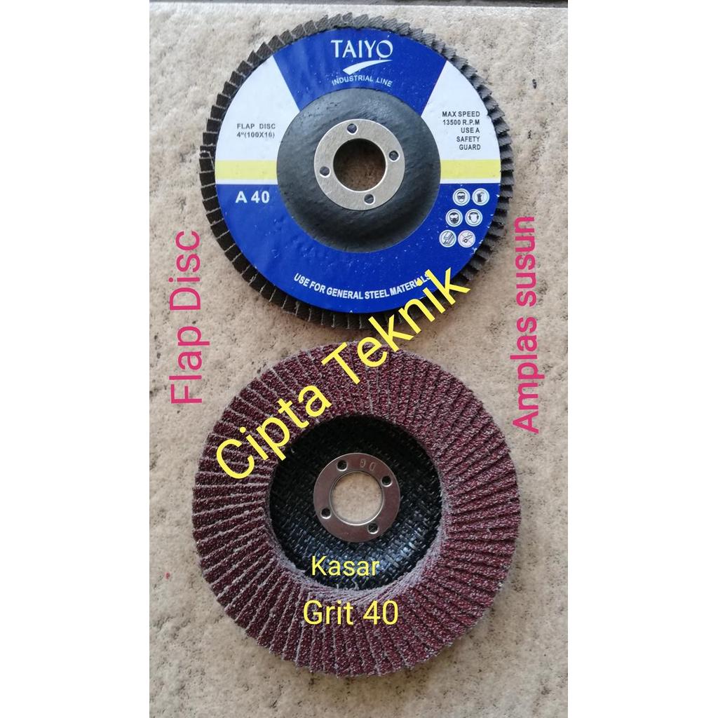 Flap disc taiyo 4 inchi grit 40 mata gerinda amplas 4inchi grit40