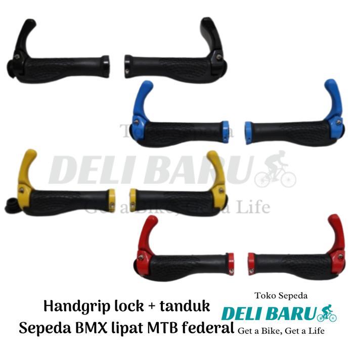 Shimano - Hand Grip + Tanduk Sarung Stang Lock Hamfat Hanpad Sepeda Bmx Mtb Federal Lipat Mini Fixie