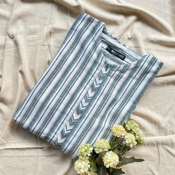 Midori-Bazla Dress Vol 2 -Gamis Salur Linen Import - Gamis Wanita Dewasa Muslim Pasti Ori