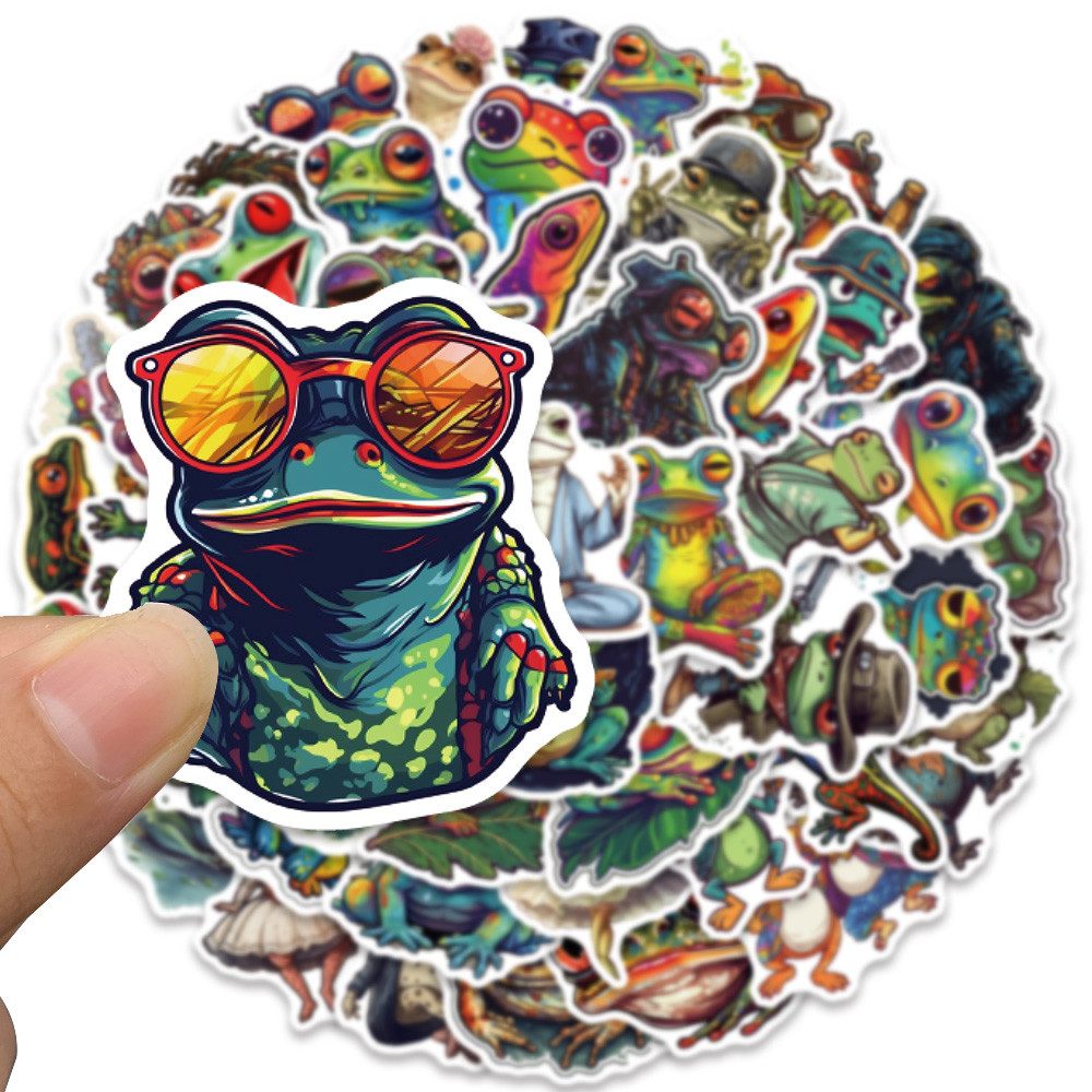 10/50PCS Colorful Psychedelic Frog Graffiti Stickers For Skateboard Helmet Gift Bicycle Computer Not