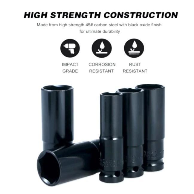 MOLLAR DEEP SOCKET impact SET 10 PCS (8-24mm) 1/2 inch deep wall sock