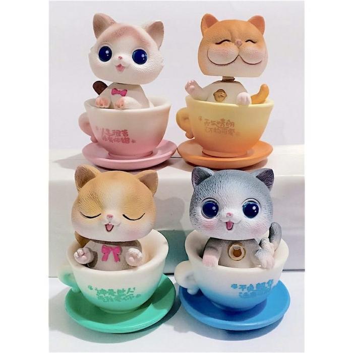 PAJANGAN DASHBOARD MOBIL/HIASAN MOBIL KUCING CANGKIR KEPALA GOYANG