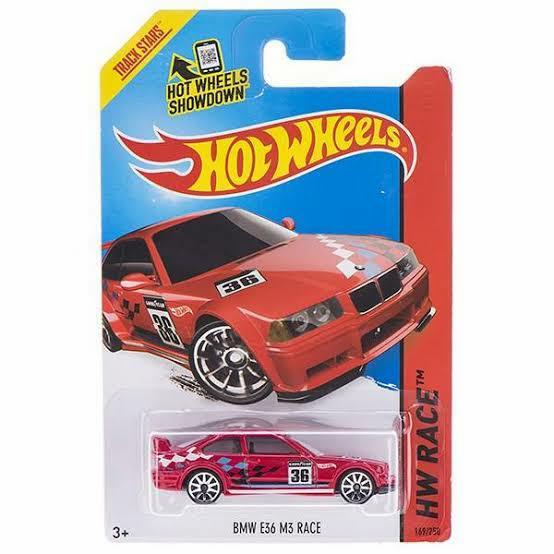 BMW E36 M3 Race Merah Hot Wheels Diecast Mobil Mainan Anak