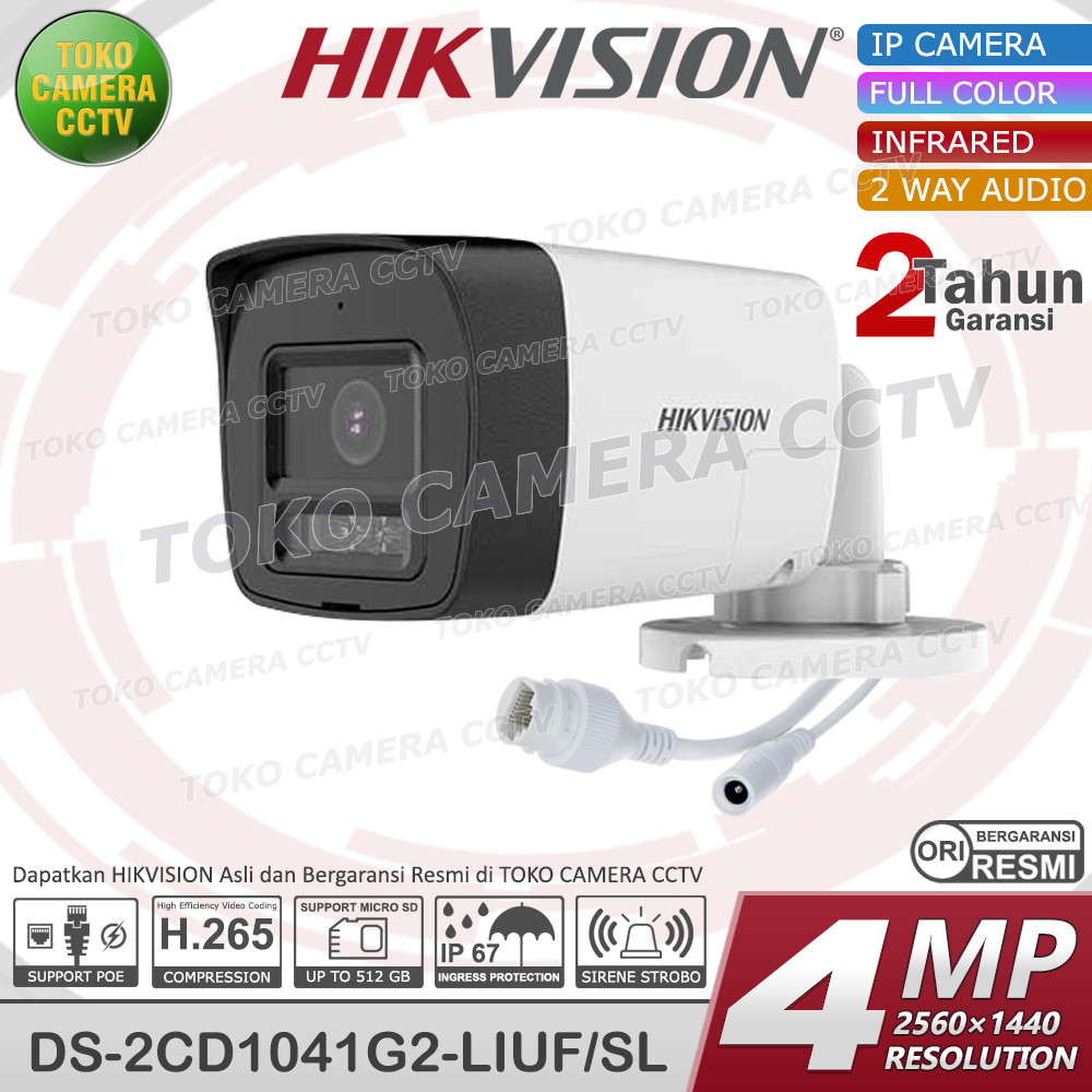 KAMERA CCTV POE IP CAMERA HIKVISION 4MP 2K AUDIO OUTDOOR SMART LIGHT