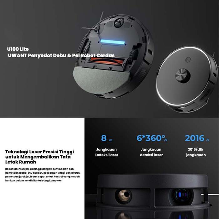 UWANT U100 Lite Smart Robot Vacuum Mop Cleaner Vacum Sapu Pel Vakum
