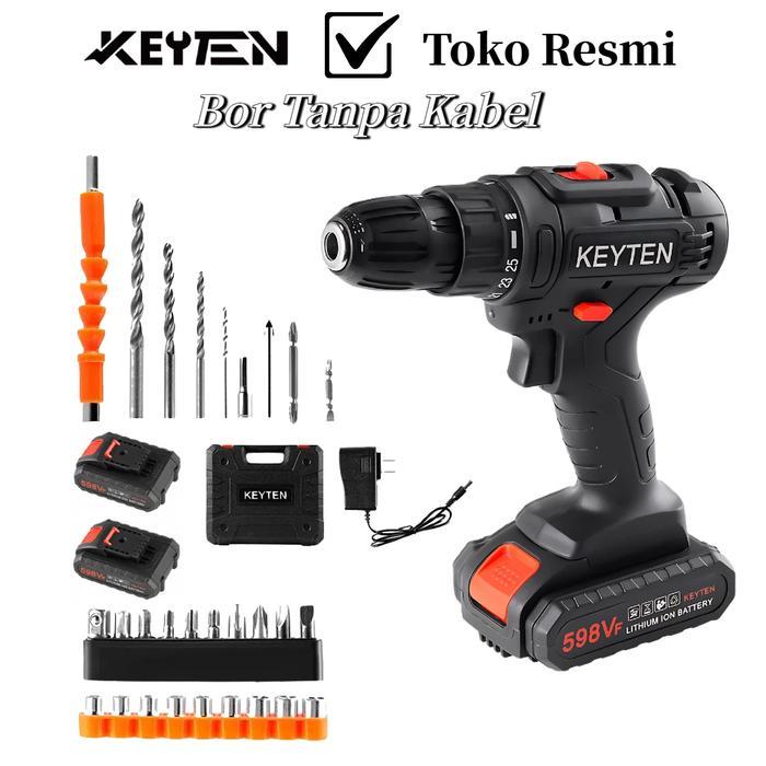 Keyten Mesin Bor Listrik Mesin Bor Listrik Bor Tanpa Kabel Bor Tangan Listrik Tembok Murah Toolbox