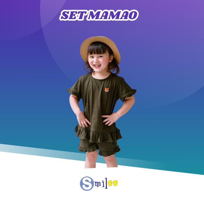 Smilee Setelan Anak Kaos Mamao Warna Hijau Army Size 1-5 Tahun Parsel Perempuan Katun Bahan Cotton