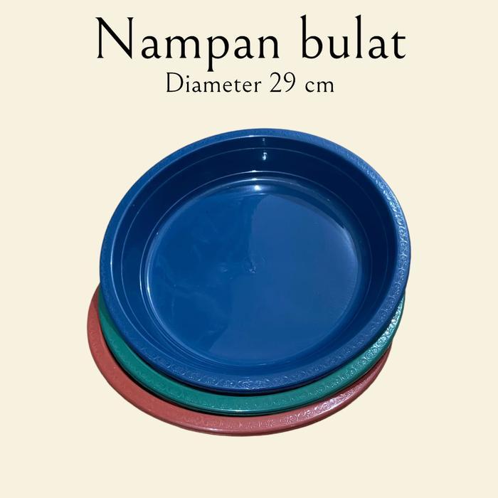 ( 6 PCS ) Nampan Bulat Plastik Cantik Elegan dan Fungsional Baki Saji 30 CM Kitchenware Biru Buah
