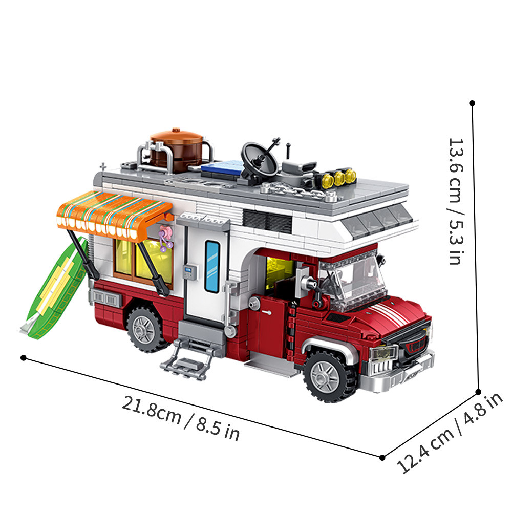 927PCS Lighting Camper-Van Building Set Camper Vehicles Construction Building Bricks Set for Teens