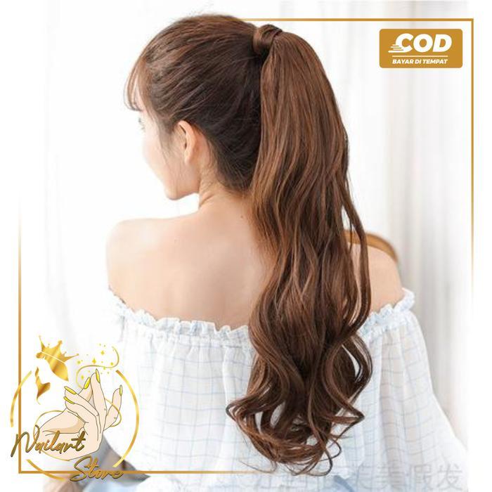 Rambut palsu ponytail panjang Keriting Rambut Palsu