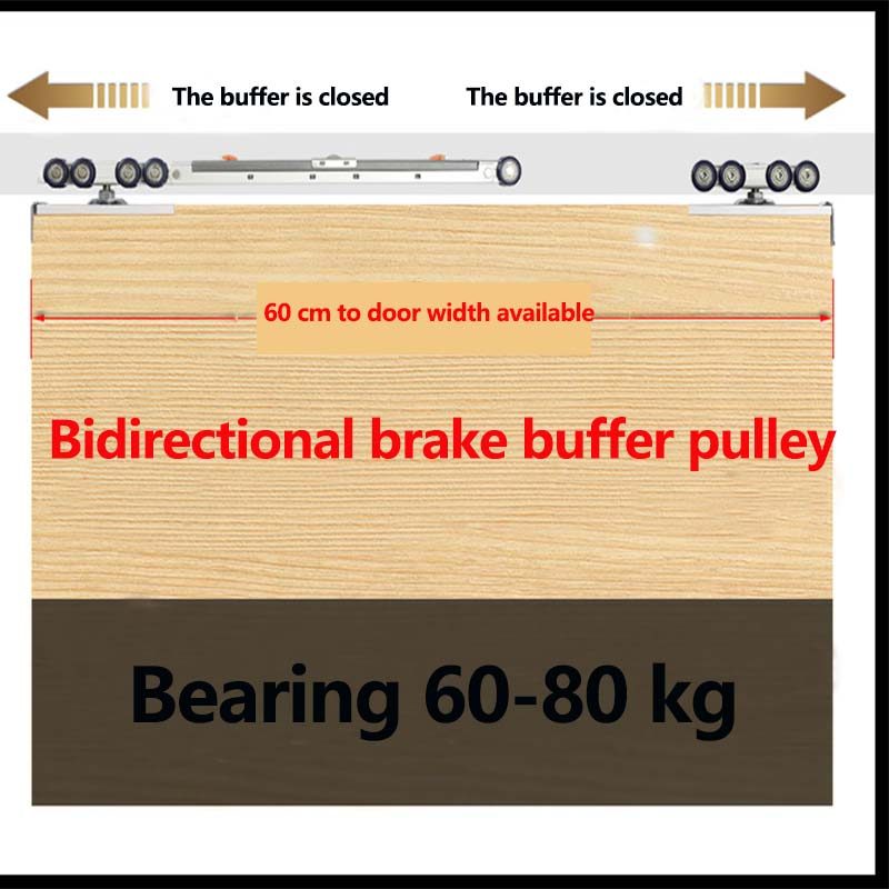 Bidirectional Damping Buffer Wheel Sliding Door Hanging Rail Kitchen Wooden Door Hanging Sliding