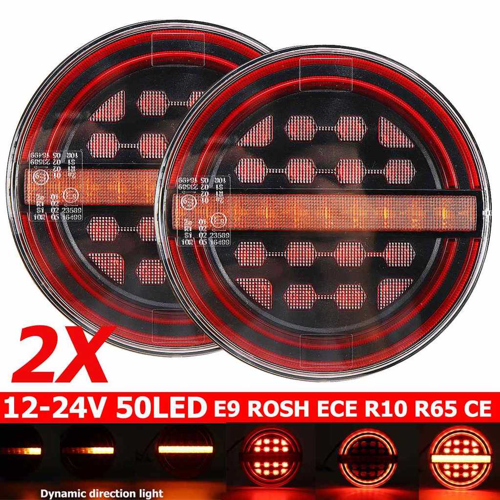 1/2/4/6 Buah 5.3 "LED Bulat Lampu Trailer Truk Lampu Belakang Rem DRL Aliran Lampu Sein Mobil Bus Va