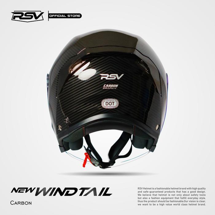 Helm Half Face Rsv New Windtail Carbon Glossy Pasti Ori