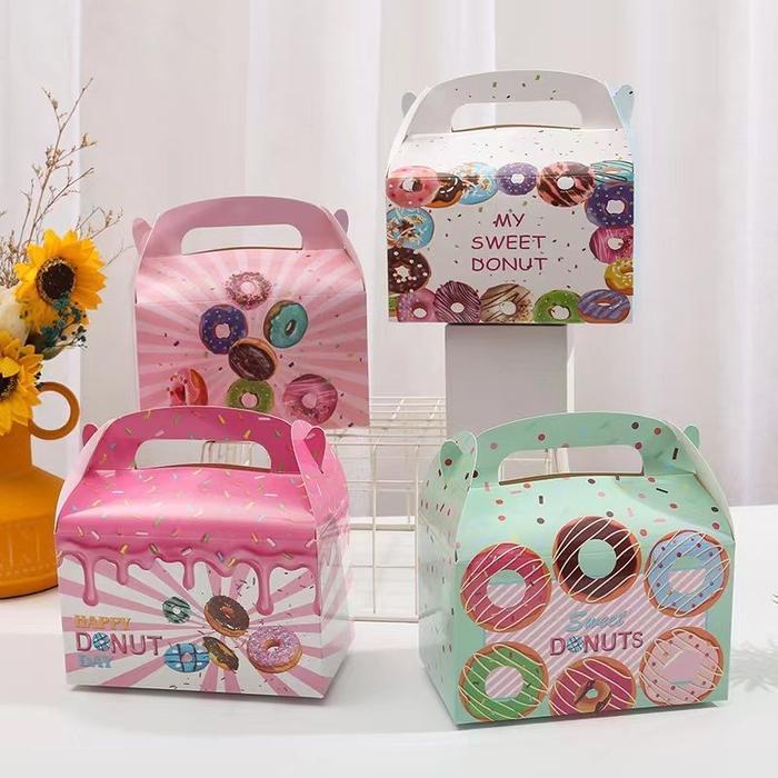 BOX KUE GABLE BOX DUS KOTAK HAMPER SNACK ULANG TAHUN ANAK MOTIF DONAT