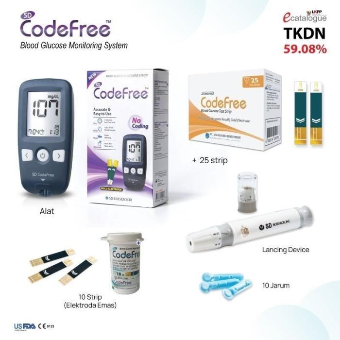 SD BIOSENSOR CODEFREE BLOOD GLUCODE TEST STRIP GULA DARAH CODEFREE ISI 25 STRIP