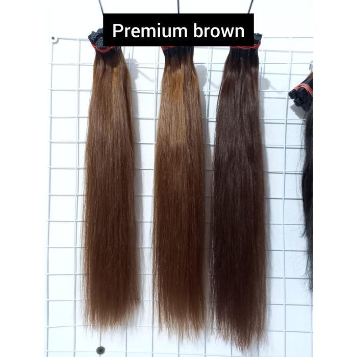 RAMBUT SAMBUNG / HAIR EXTENSION RAMBUT ASLI 60CM PREMIUM BROWN
