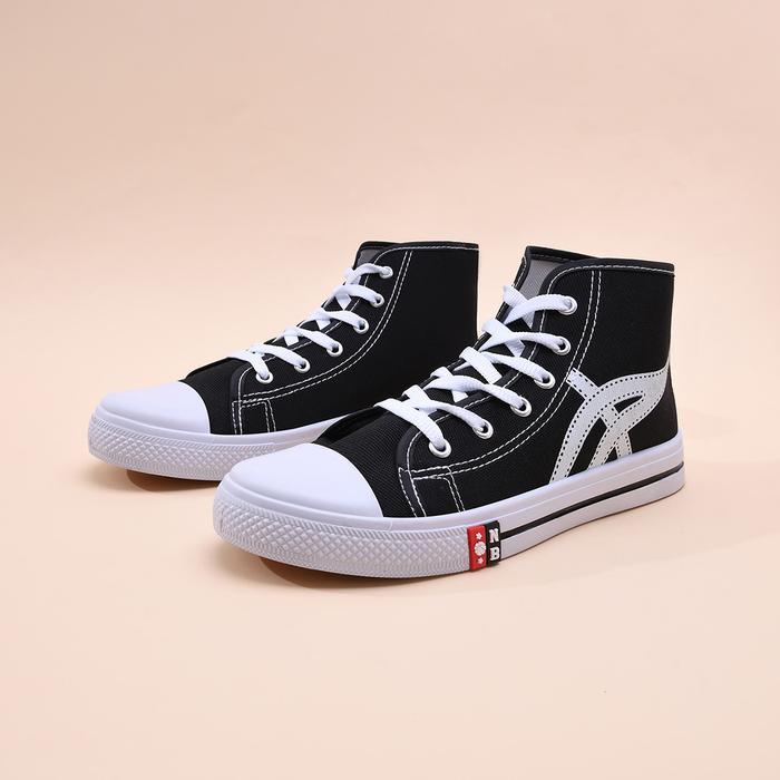 N Bola B Sepatu Sekolah Anti Slip Hitam Tali Putih Nyaman Dipakai Jalan Tiktok Recommended Untuk