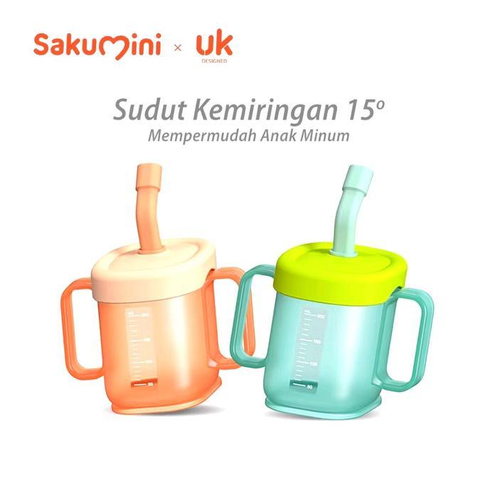 SAKUMINI CURVE STRAW CUP TRAINING GELAS MINUM SEDOTAN ANAK BPA FREE Botol Anak