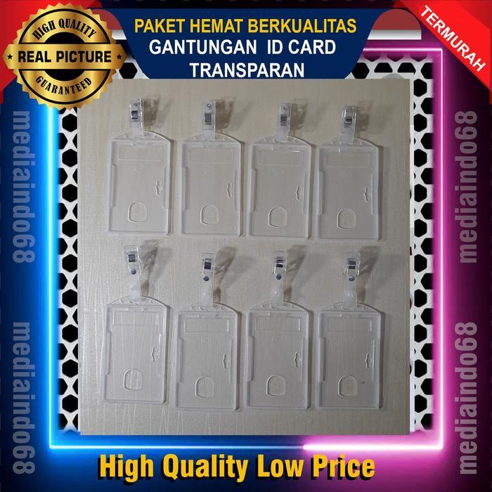 Gantungan Id Card 1Set/Name Tag/Tempat Id Card Transparan Bening