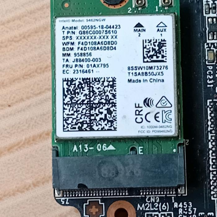 Intel Wi-Fi 5 9462NGW, up to 867Mbps, M.2 NGFF 2230, support 802.11ac ORI Wifi Card Adapter MSI GL63