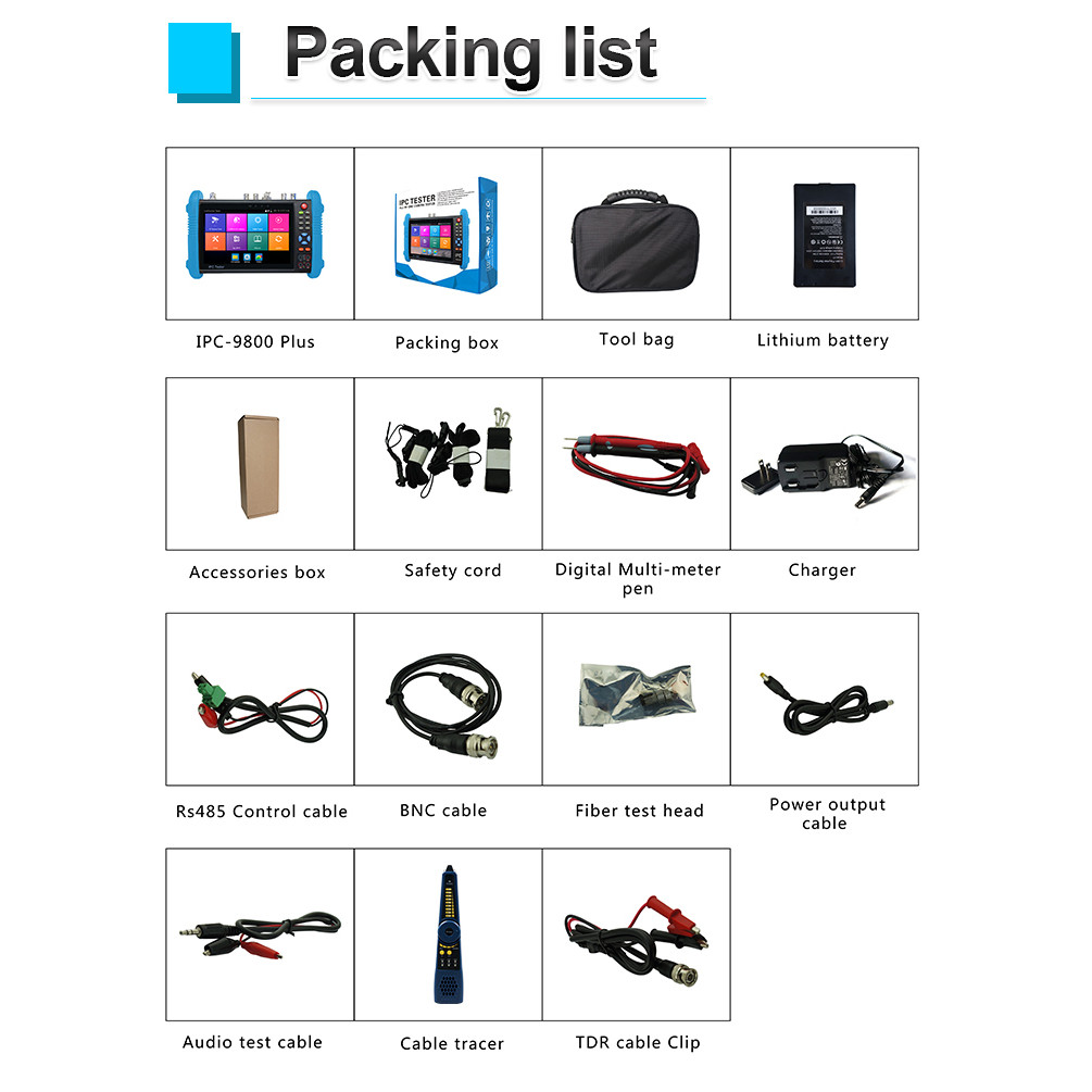 IPC-9800Pro CCTV IPC Tester 8MP AHD CVI TVI CVBS SDI IP Camera Testing UTP Cable Tester Onvif HDMI