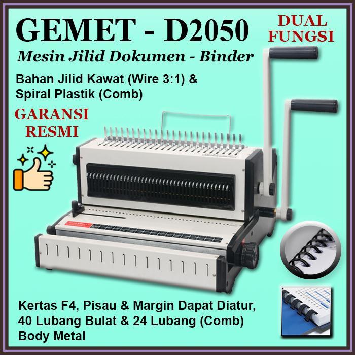 Mesin Jilid Spiral Plastik & Kawat (Wire 3:1) Kertas F4, GEMET D-2050