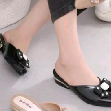 Sandal Slop Wanita Bapau Glossy Pita Mutiara BalanceL634