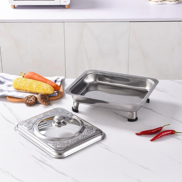 Golden Eagle - Paket Prasmanan Set Stainless 4 Pcs Wadah Lauk Makanan Lengkap Dengan Tutup & Kaki