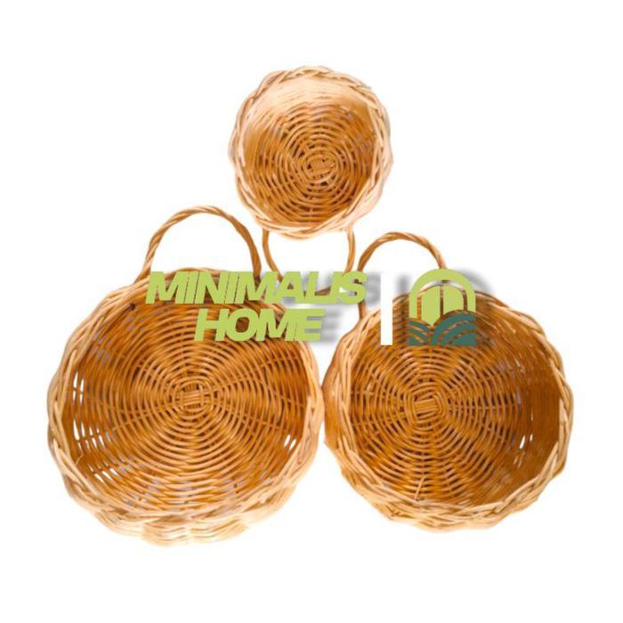 Pot / Vas Bunga Rotan Dinding Tempel Gantung