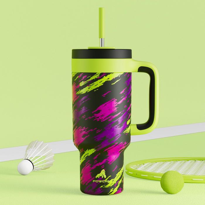 Powcan Tumbler Besar 40 Oz Dengan Pegangan, Tumbler Insulasi Stainless Steel Termal, Mug Kopi Travel