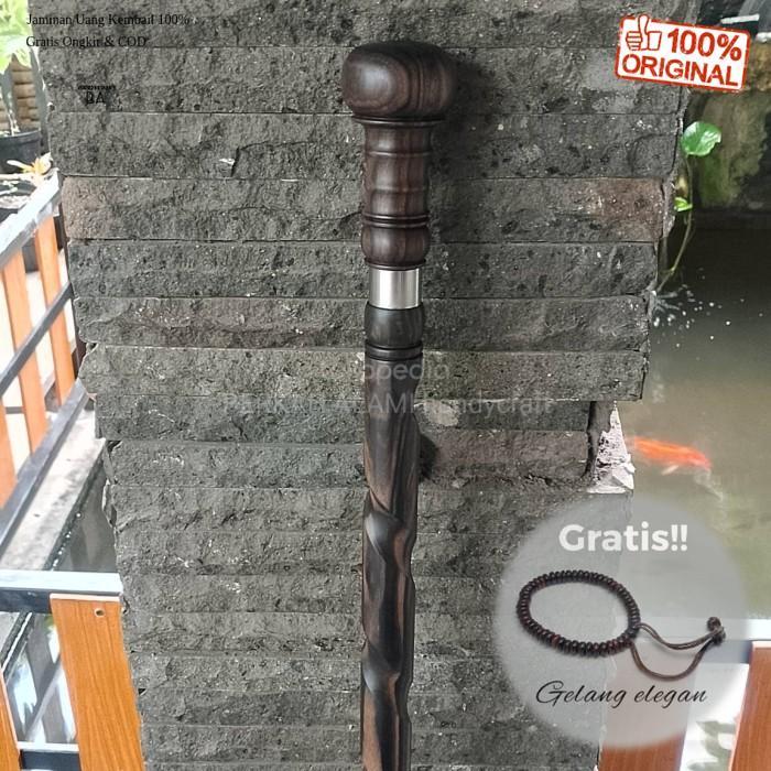 Tongkat jalan kayu Ebony model elegan serat natural