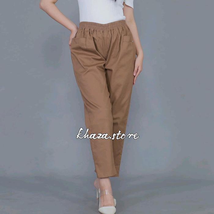 READY Unicloo Pants Bahan Cotton Twill Size L - XL - XXL - XXXL Celana Panjang Wanita 7/8 Style