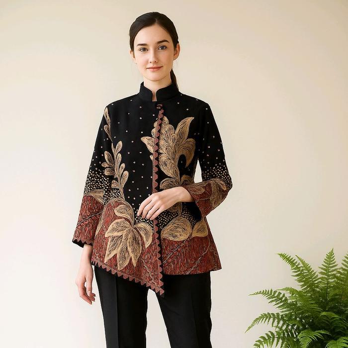READY Batik Solo Trendy - Blouse Deswita Baju Batik Atasan Wanita Batik Lapis Furing Nyaman Model