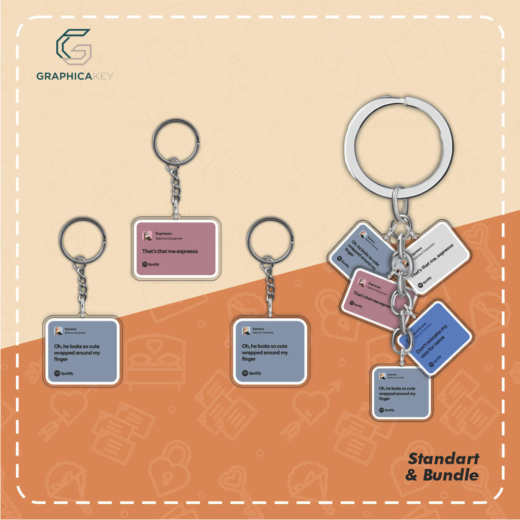 Gantungan Kunci Lirik Lagu Sabrina Carpenter Keychain lyric Spotify Print UV