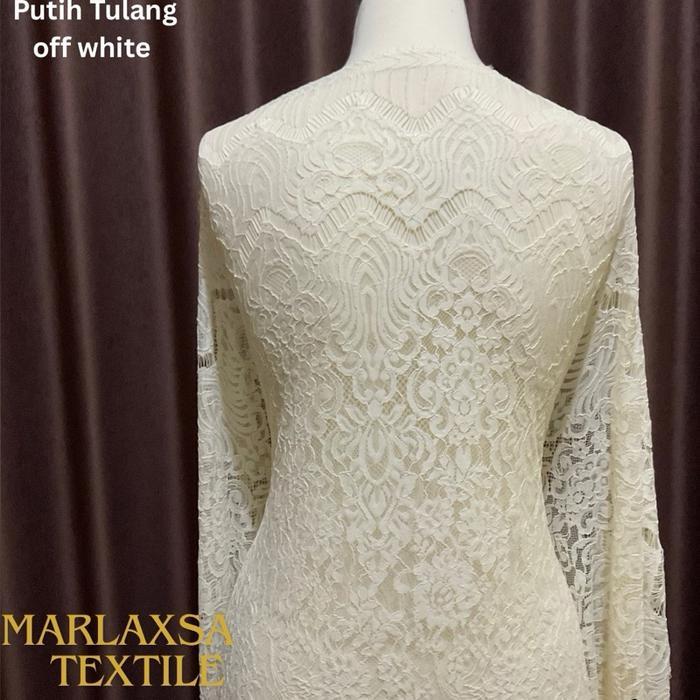 KAIN BROKAT PREMIUM / CORD L PANEL SEMI PRANCIS OFF WHITE / PUTIH TULANG / BROKAN WHITE / KAIN