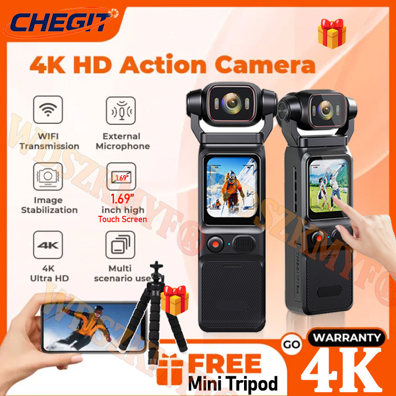 2026NEW 4K Touchscreen mini Video Vlog Camera, 4K Pocket-sized camera, camera with pan-tilt and