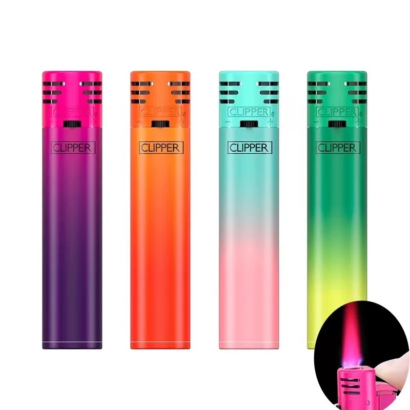 Clipper Lighter Butane Inflatable Lighter Electric Ignition Windproof Lighter Pink Jet Flame Smoking