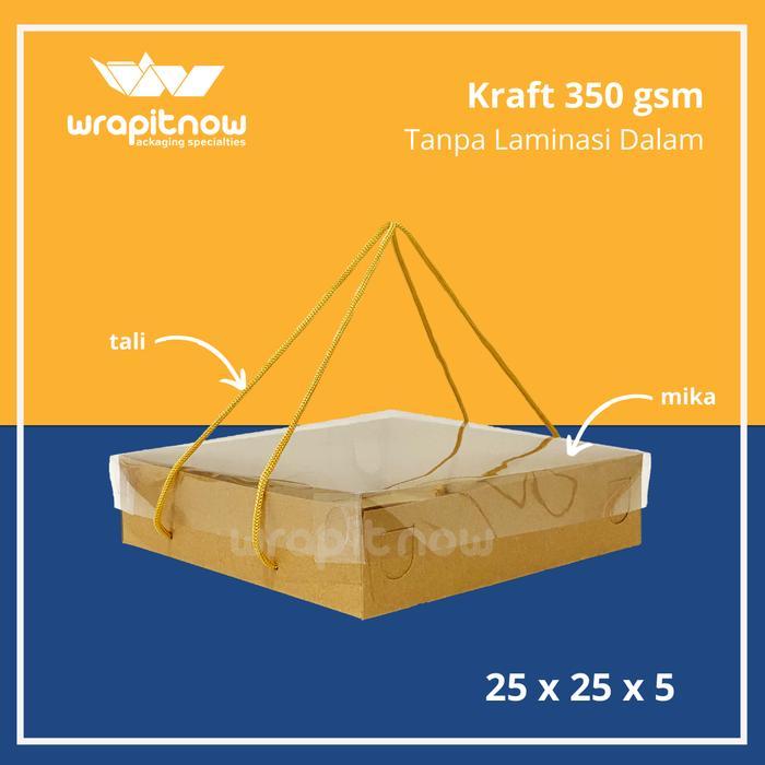(20 Pcs) Dus Kraft Mika 25x25x5 Jendela Mika box hampers dus kue box toples jining